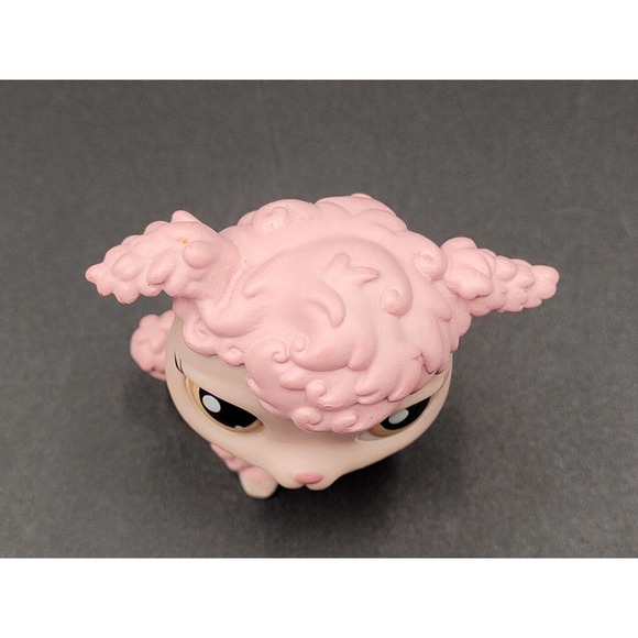 Littlest Pet Shop LPS Pink French Poodle Hasbro Dog Figure Brown Eyes - Picture 5 of 10